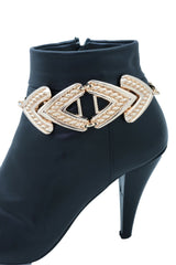 Brand New Women Gold Metal Boot Chain Bracelet Shoe Anklet Strong Arrow Charm SET BC140