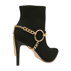 Brand New Women Gold Chain 2 Boot Bracelets Shoe Circle Under Charm Tassel Motorcycle SET  BC115