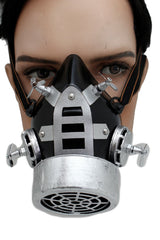Brand New Adult Industrial Costume Face Mask Black Metallic Silver for Steampunk and Dystopian Looks  M15