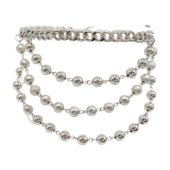 Silver Metal Chain Boot Bracelet Shoe Ball Waves Charm