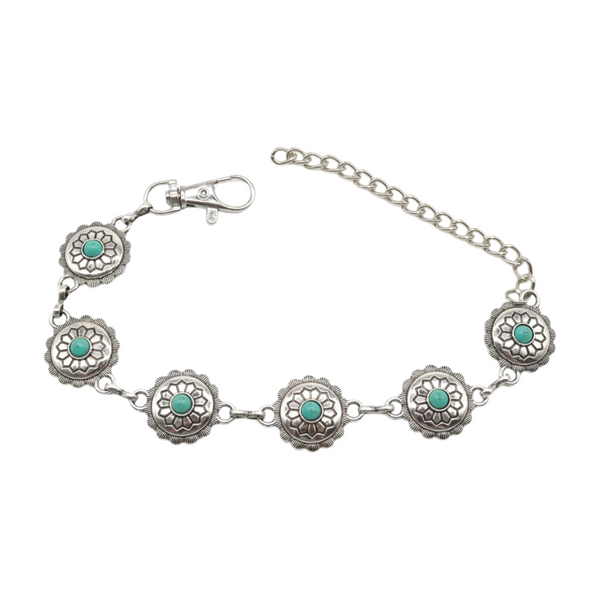 Brand New Women Silver Metal Boot Chain Bracelet Anklet Shoe Flower Charm Turquoise Blue
