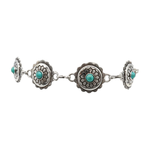 Brand New Women Silver Metal Boot Chain Bracelet Anklet Shoe Flower Charm Turquoise Blue