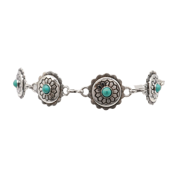 Brand New Women Silver Metal Boot Chain Bracelet Anklet Shoe Flower Charm Turquoise Blue