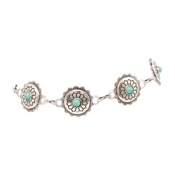 Brand New Women Silver Metal Boot Chain Bracelet Anklet Shoe Flower Charm Turquoise Blue