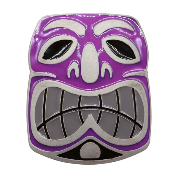 Men Women Silver Metal Belt Buckle Tiki Mask Statue Animation