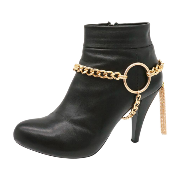 Brand New Women Gold Chain Boot Bracelet Shoe Circle Under Charm Tassel