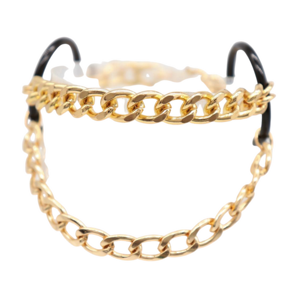 Women Gold Metal Chain Boot Bracelet Shoe Black Circle Charm Tassel