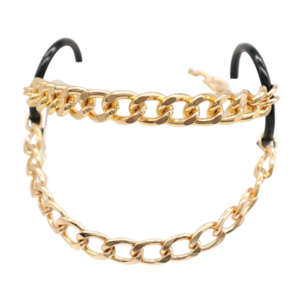 Women Gold Metal Chain Boot Bracelet Shoe Black Circle Charm Tassel