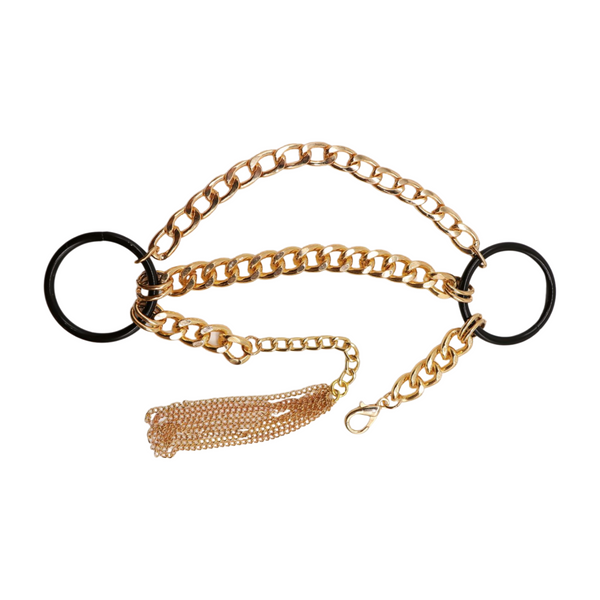 Women Gold Metal Chain Boot Bracelet Shoe Black Circle Charm Tassel
