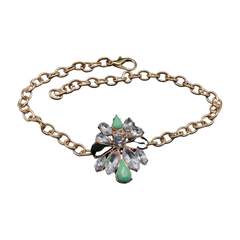 Women Gold Metal Boot Chain Bracelet Shoe Bling Star Charm