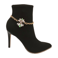 Women Gold Metal Boot Chain Bracelet Shoe Bling Star Charm
