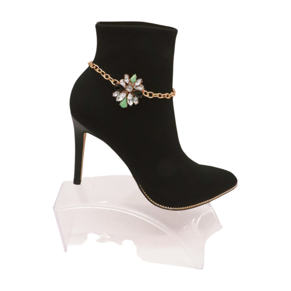 Women Gold Metal Boot Chain Bracelet Shoe Bling Star Charm
