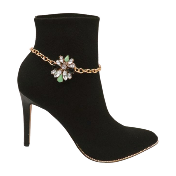 Women Gold Metal Boot Chain Bracelet Shoe Bling Star Charm