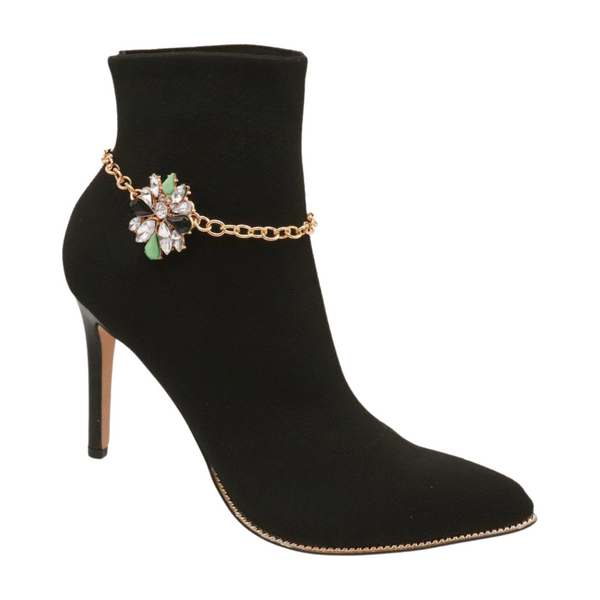 Women Gold Metal Boot Chain Bracelet Shoe Bling Star Charm
