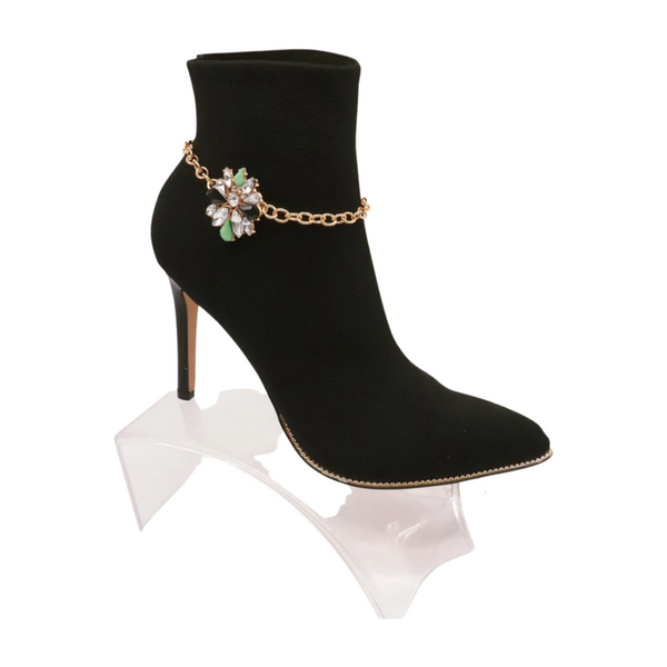 Women Gold Metal Boot Chain Bracelet Shoe Bling Star Charm