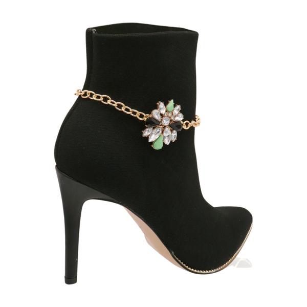 Women Gold Metal Boot Chain Bracelet Shoe Bling Star Charm