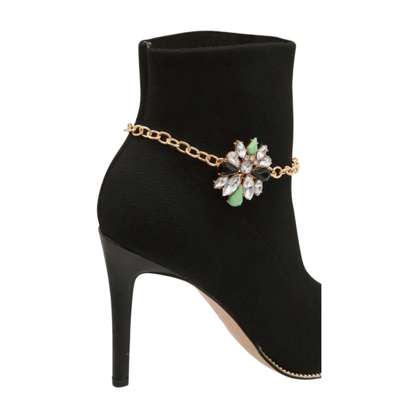 Women Gold Metal Boot Chain Bracelet Shoe Bling Star Charm