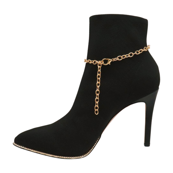Women Gold Metal Boot Chain Bracelet Shoe Silver Star Charm