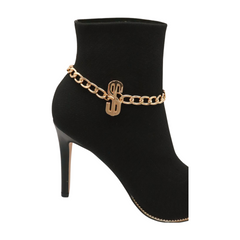 Women Gold Chain Boot Bracelet Shoe Dollar Sign $ Charm