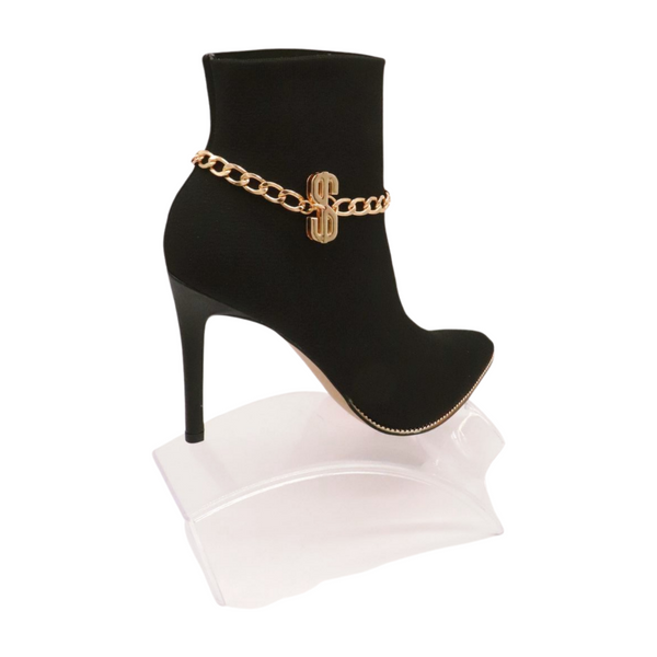Women Gold Chain Boot Bracelet Shoe Dollar Sign $ Charm