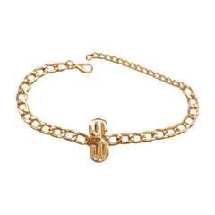 Women Gold Chain Boot Bracelet Shoe Dollar Sign $ Charm