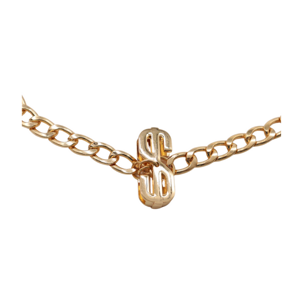 Women Gold Chain Boot Bracelet Shoe Dollar Sign $ Charm