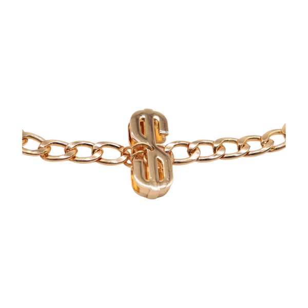 Women Gold Chain Boot Bracelet Shoe Dollar Sign $ Charm