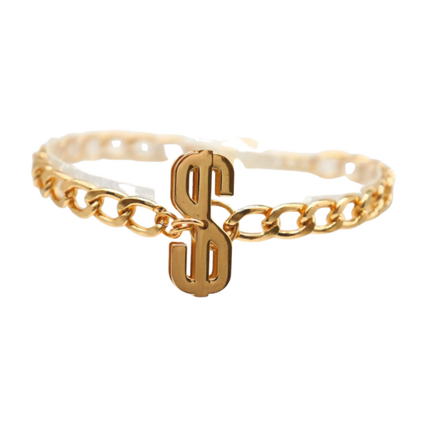 Women Gold Chain Boot Bracelet Shoe Dollar Sign $ Charm