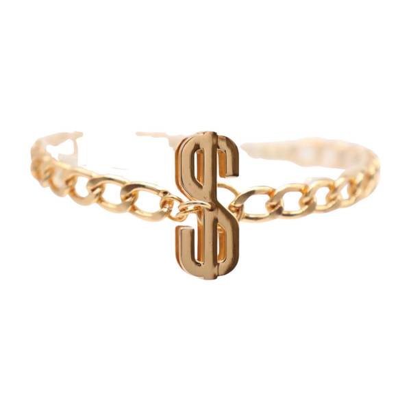 Women Gold Chain Boot Bracelet Shoe Dollar Sign $ Charm