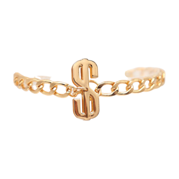 Women Gold Chain Boot Bracelet Shoe Dollar Sign $ Charm