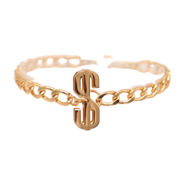 Women Gold Chain Boot Bracelet Shoe Dollar Sign $ Charm