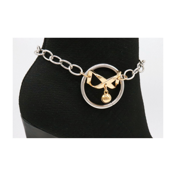 Women Silver Metal Chain Boot Bracelet Shoe Infinity Bow Charm