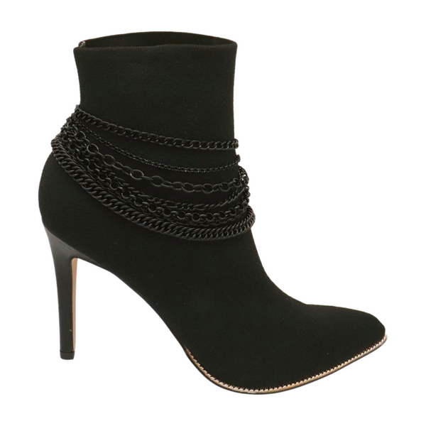 Brand New Women Black Metal Chain Boot Bracelet Anklet Shoe Wave Charm Texas Western Style