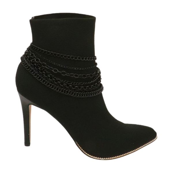 Brand New Women Black Metal Chain Boot Bracelet Anklet Shoe Wave Charm Texas Western Style