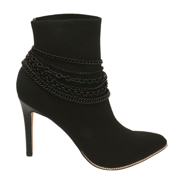 Brand New Women Black Metal Chain Boot Bracelet Anklet Shoe Wave Charm Texas Western Style