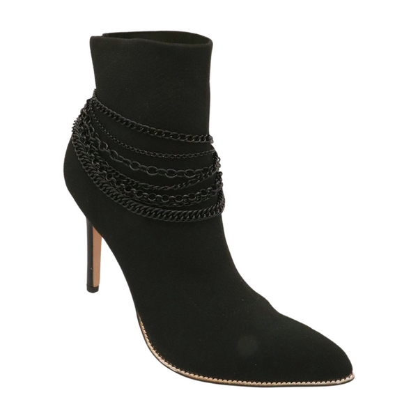 Brand New Women Black Metal Chain Boot Bracelet Anklet Shoe Wave Charm Texas Western Style