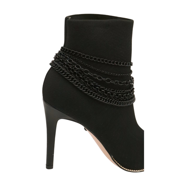 Brand New Women Black Metal Chain Boot Bracelet Anklet Shoe Wave Charm Texas Western Style