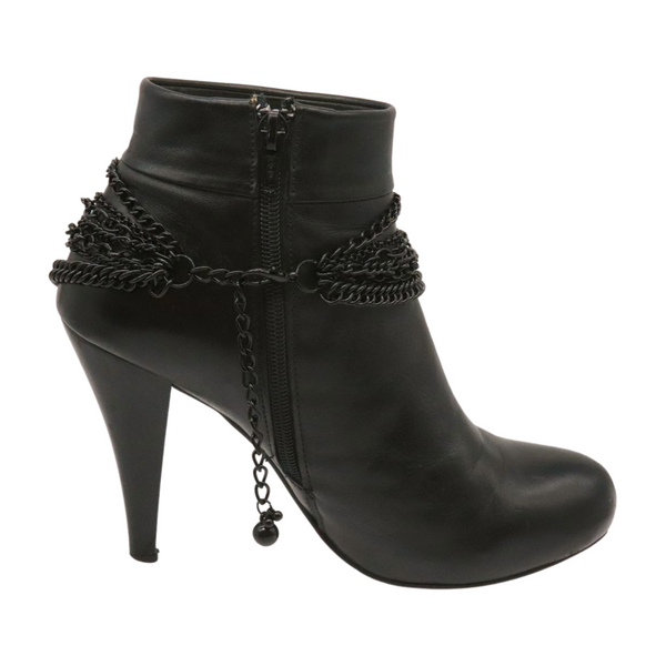 Brand New Women Black Metal Chain Boot Bracelet Anklet Shoe Wave Charm Texas Western Style