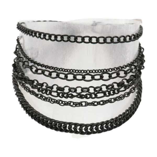 Brand New Women Black Metal Chain Boot Bracelet Anklet Shoe Wave Charm Texas Western Style