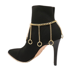 Women Gold Metal Chain Boot Bracelet Anklet Shoe Ring Charms Fashion Jewelry