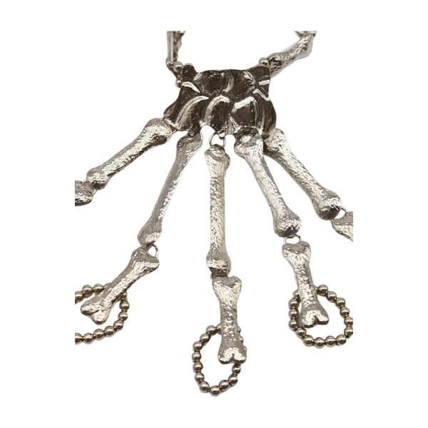 Women Silver Metal Hand Chain Bracelet Long 5 Finger Skeleton Ring