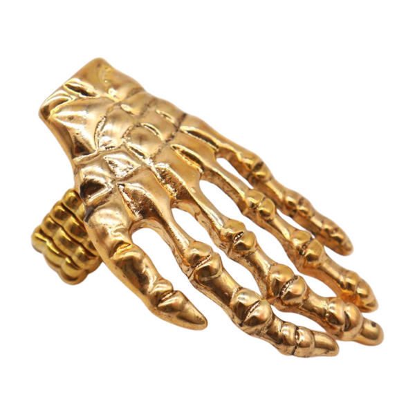Women Gold Metal Ring Fashion Elastic Band Skeleton Bones Finger Hand