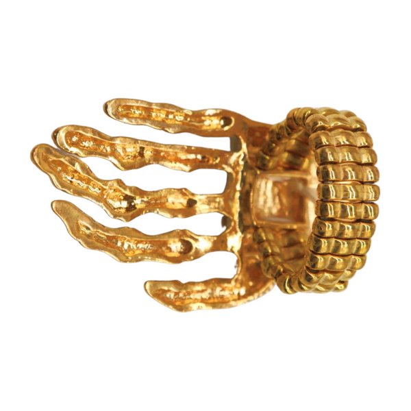 Women Gold Metal Ring Fashion Elastic Band Skeleton Bones Finger Hand