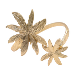 New Women Gold Metal Upper Arm Cuff Bracelet Palm Tree Flower Adjustable Fit Size