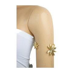 New Women Gold Metal Upper Arm Cuff Bracelet Palm Tree Flower Adjustable Fit Size