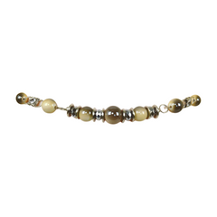 Silver Metal Chain Beaded Belt Gray Cream Beads S M