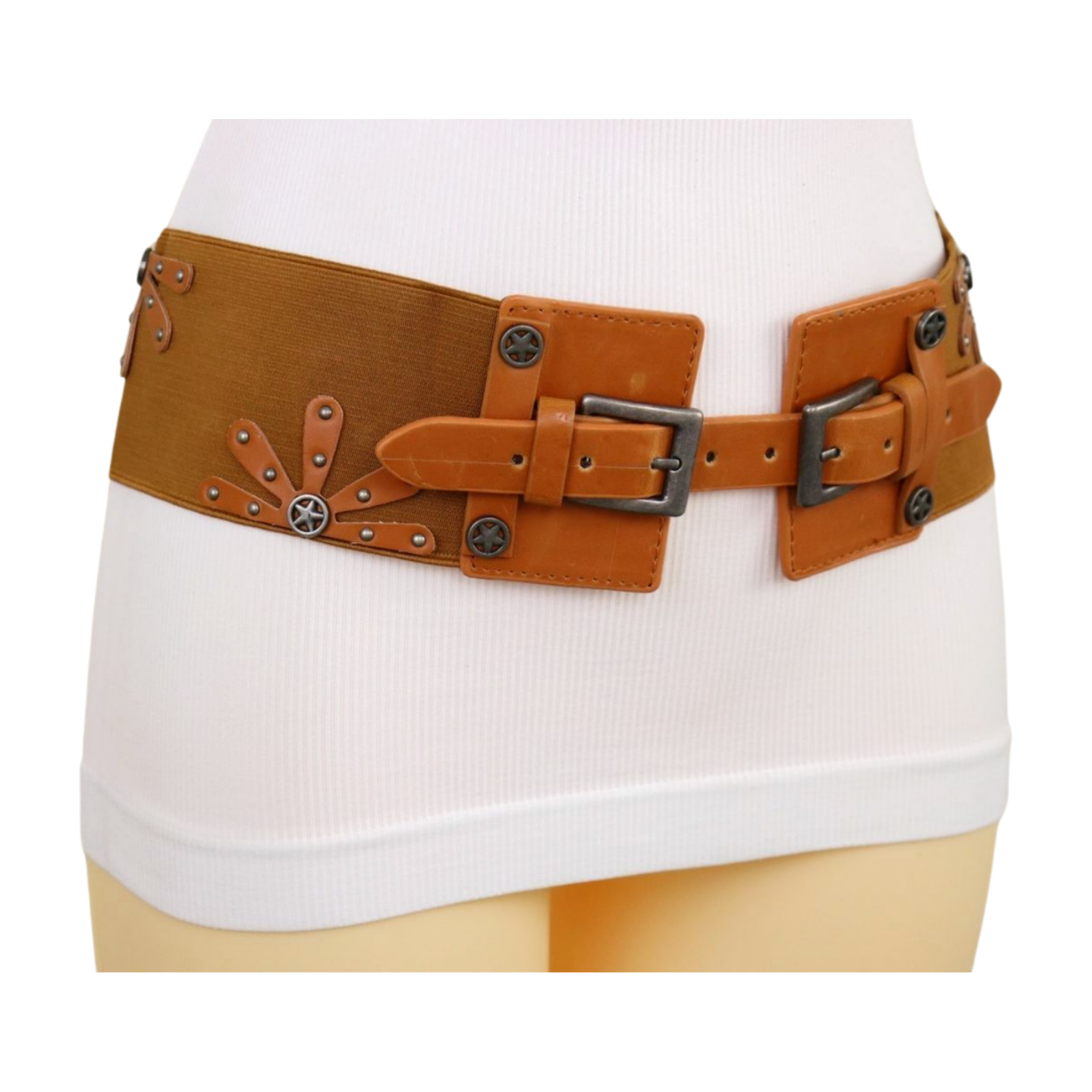 New Women Brown Elastic Wide Band Western Fashion Belt Texas Lone Star alwaystyle4you New Women Brown Elastic Wide Band Western Fashion Belt Texas Lone Star alwaystyle4you