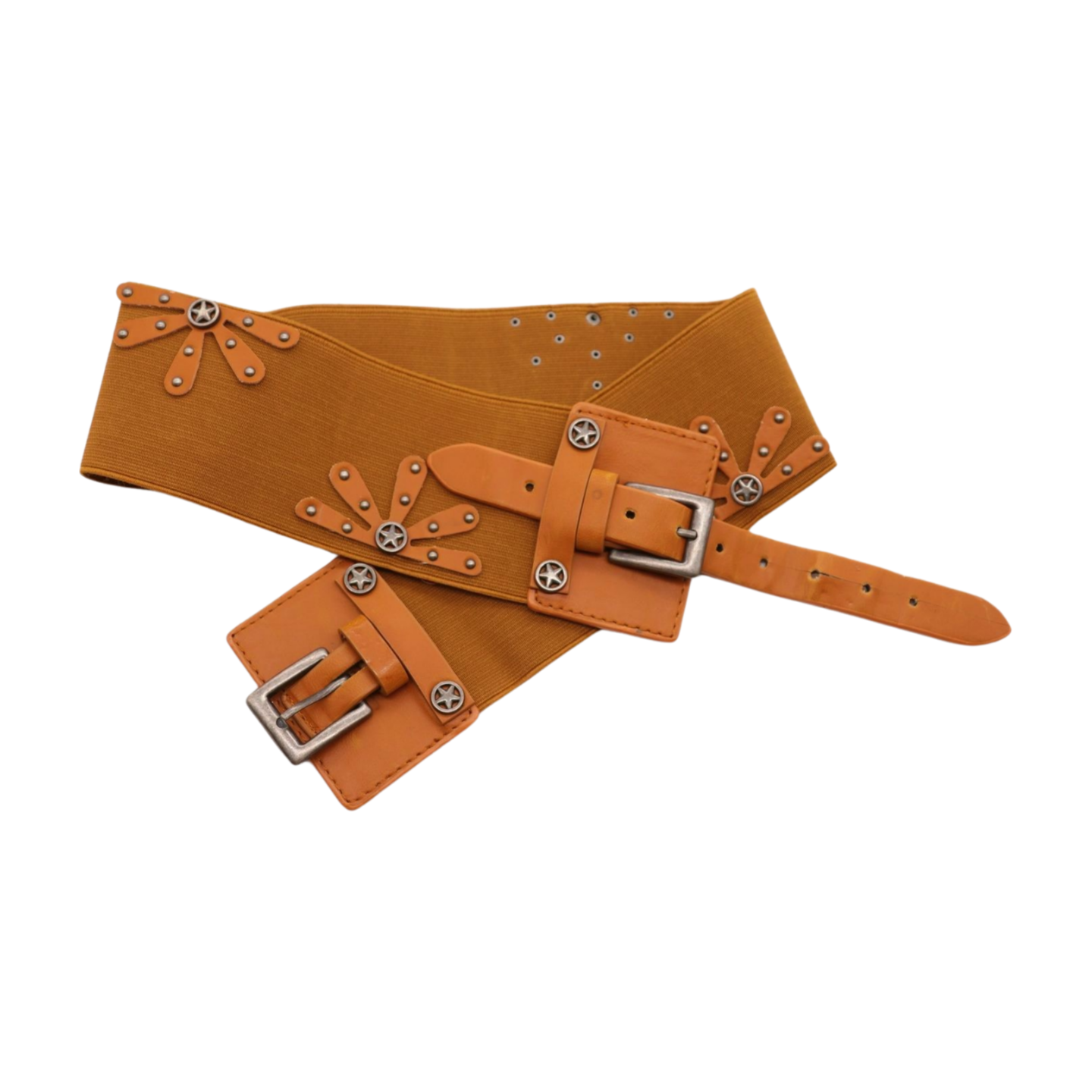 New Women Brown Elastic Wide Band Western Fashion Belt Texas  display picture 3