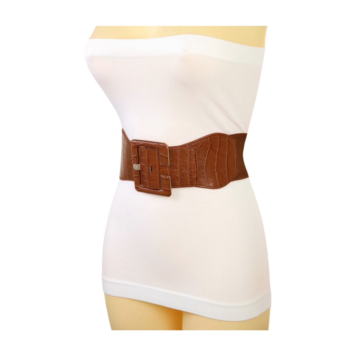 New Women Brown Wide Elastic Band Fashion Belt Hip High Waist Big Squa alwaystyle4you New Women Brown Wide Elastic Band Fashion Belt Hip High Waist Big Squa alwaystyle4you