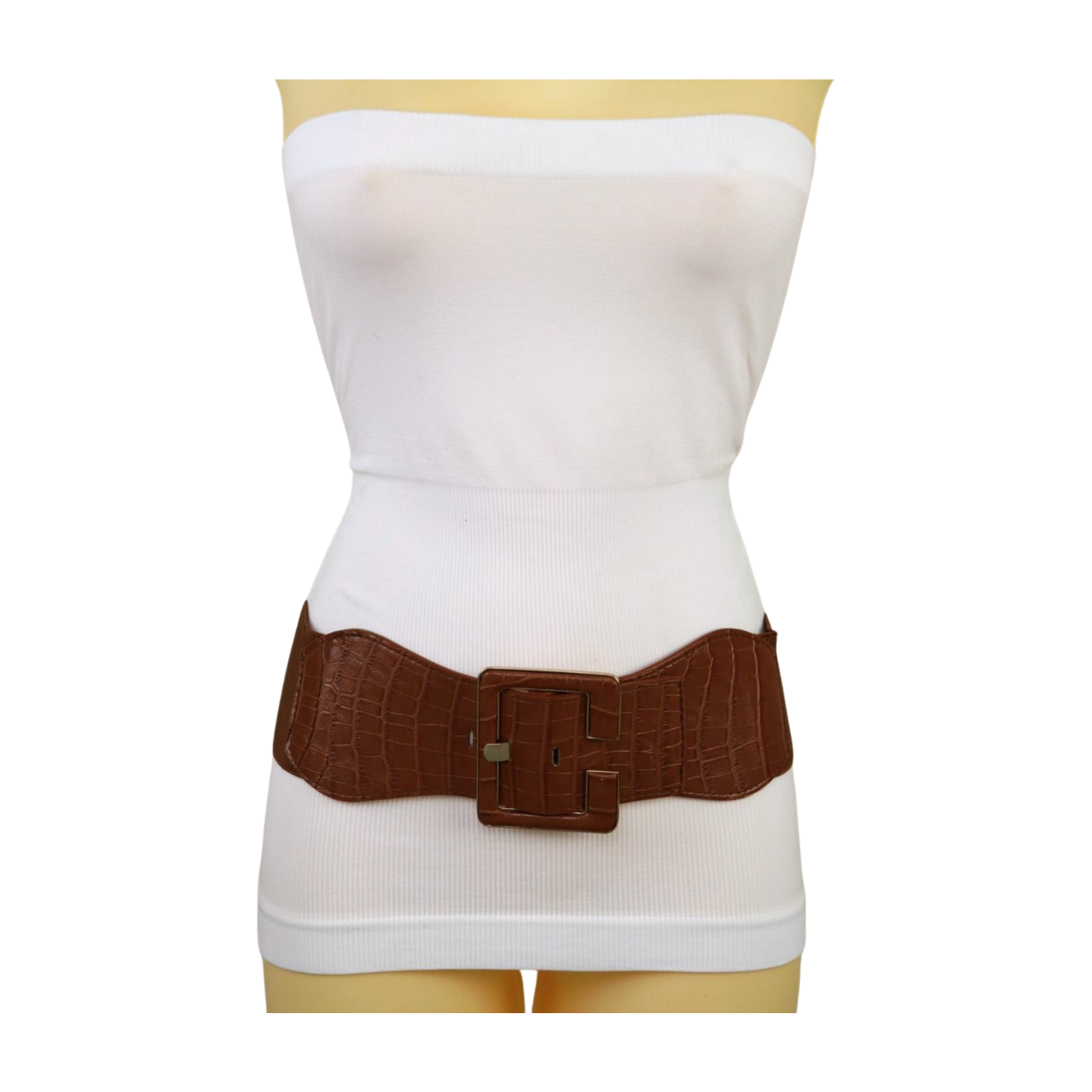 New Women Brown Wide Elastic Band Fashion Belt Hip High Waist Big Squa –  alwaystyle4you